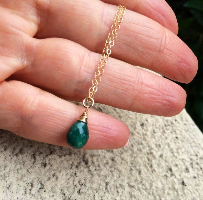 Natural Green Emerald Pendant. Emerald Necklace. 14k Gold - Etsy