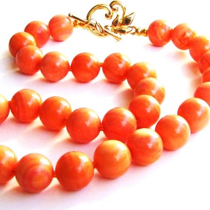 SALE Orange Coral Necklace.  Natural corals.  Bright orange jewelry. Beaded Gemstone Jewelry.  Bridesmaids necklace.   Bold Statement.