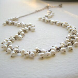 White Pearl necklace, sterling silver, Freshwater pearls choker, delicate jewelry, tiny pearls, June birthstone gifts, bridal jewelry