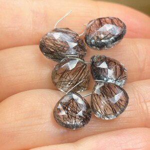 Black tourmalated Quartz earrings. Rutile dangles, long sterling silver. Natural gemstone drops. image 10