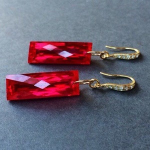 Red Topaz Gold Pave earrings.  Topaz earrings.  Statement earrings.  Elegant Statement. High Quality Stones.  36 carats