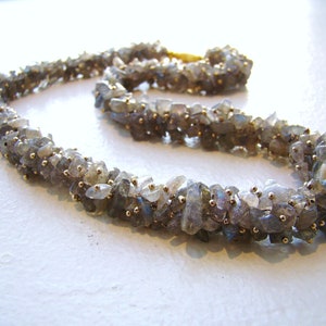 Handmade Labradorite Necklace: Chunky Gemstone Beaded Statement Jewelry
