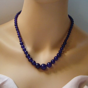 Amethyst Beaded Necklace: Graduated Gemstone Strand, February Birthstone