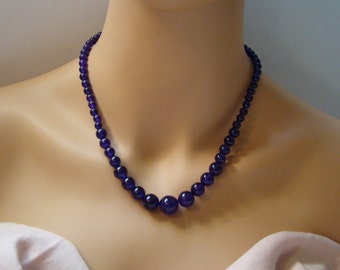 Gradual Purple Amethyst Gemstone Beaded Necklace
