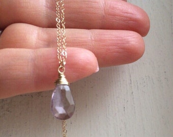 Natural Ametrine Teardrop Pendant: Sterling Silver Wire Wrapped Necklace