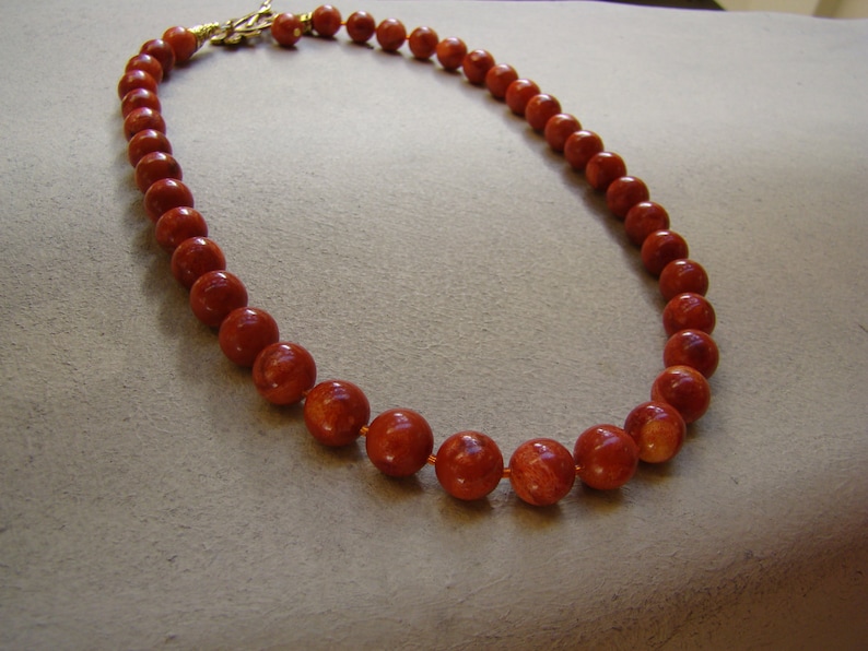 Natural Red Brown Corals Necklace, beaded gemstone jewelry, bamboo corals. Gift for her. image 3