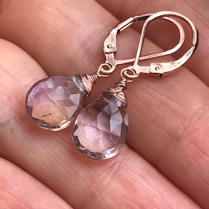 Sale natural Ametrine Gold drops dangle earrings, purple yellow teardrops, lavender dangles.  Ametrine jewelry.  Gemstone Leverbacks