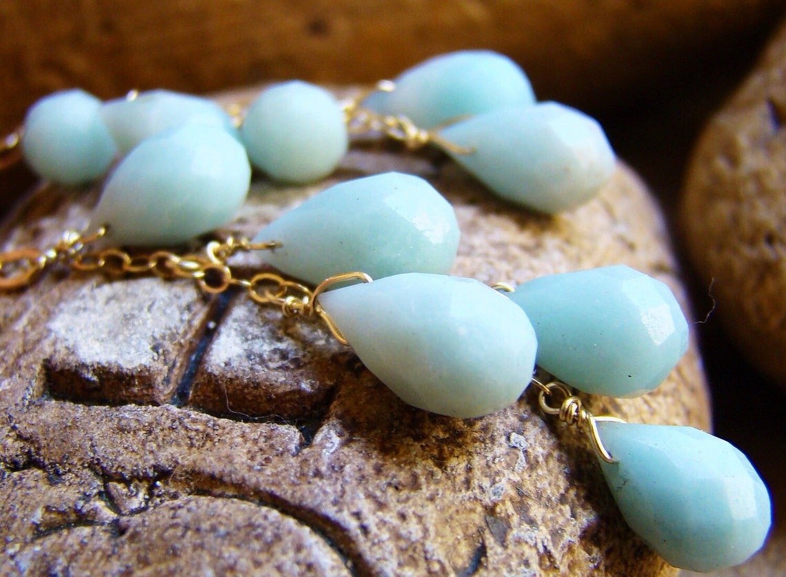 Sale Earrings sky Blue Amazonite. Natural gemstone Cascade Etsy