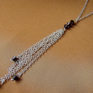 Sterling silver Y necklace. Swarovski tassels. Garnet crystals. Delicate jewelry. Birthstone jewelry. Ss chains image 1