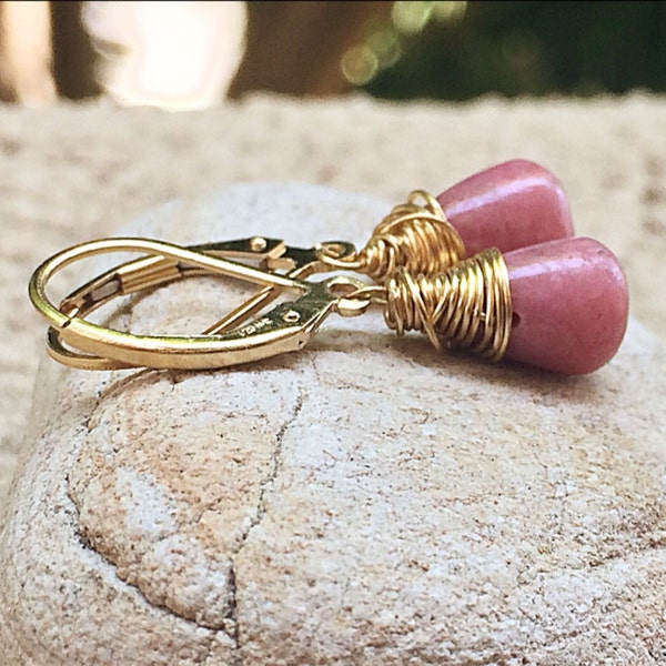 Pink Stone Earrings Etsy