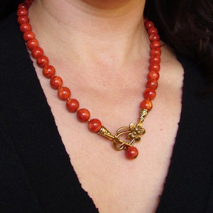 Natural Red Brown Corals Necklace, beaded gemstone jewelry, bamboo corals. Gift for her. image 5