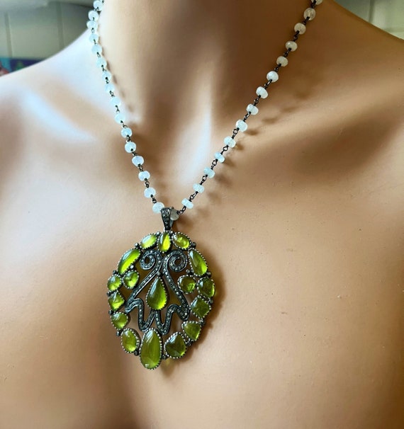 Statement peridot best sale necklace