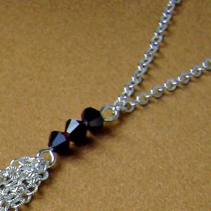 Sterling silver Y necklace. Swarovski tassels. Garnet crystals. Delicate jewelry. Birthstone jewelry. Ss chains image 4