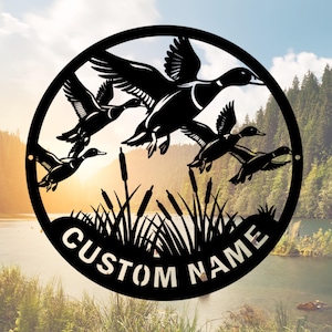 Personalized Duck Hunting Sign, Duck Décor with LED Light, Duck Metal Sign, Custom Entrance Metal Sign, Duck Hunter Gift, Cabin Sign TT