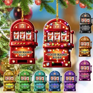 Personalized Slot Machine Christmas Ornament: Las Vegas Casino Gift THT