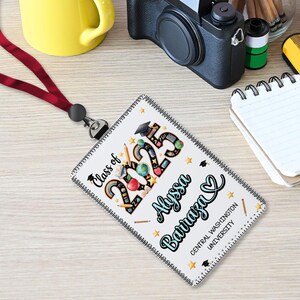 Personalized Teacher Back To School Gift, Custom Teacher Leather ID Card Holder, Custom Teacher Lanyard Accessories, Teacher School Supplies