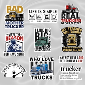 10 Pcs Truck Stickers, Trucker Sticker, Truck Driver Sticker, Trucker Life Stickers, Truck Driver Pride Stickers, Trucker Proud Stickers