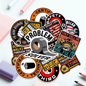 10 Pcs HandyMan Stickers, Handy Man Stickers, Tool Stickers for Home Improvement Gift for Craft Lovers, Laptop Stickers,Handy Man Gift Decor
