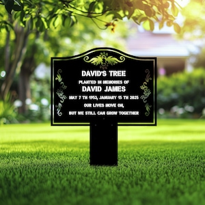 Memorial Tree Plaque with Stake, Personalized Sturdy Metal Garden Marker, Tree Sign, Remembrance Plaque-Multiple Colors, Tree Plaque Marker