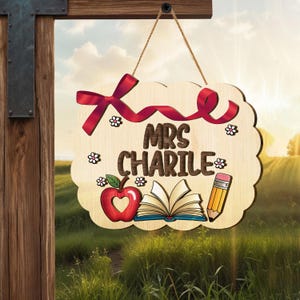 Personalized Teacher Name Door Sign, Teacher Gifts, Teacher Birthday Gift, Classroom Door Hanger, Classroom Welcome Sign, Back To School