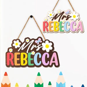 Personalized Teacher Name Door Sign, Teacher Gifts, Custom Wooden Welcome Sign, Back To School,  Classroom Decoration THT