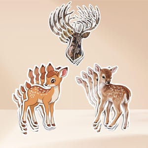 12 Pcs Cute Baby Deer Vinyl Sticker, Deer Stickers, Lovely Deer Doe Animal Stickers, Deer Hunter Decal, Deer Face Decal, Hunting Gifts