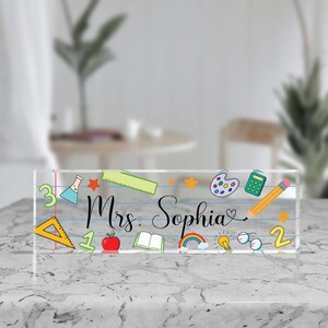 Teacher Gifts Personalized, Teacher Desk Name Plate, Custom Teacher Sign, Teacher Appreciation Gift, Groovy Teacher Name Sign, Teacher Gift