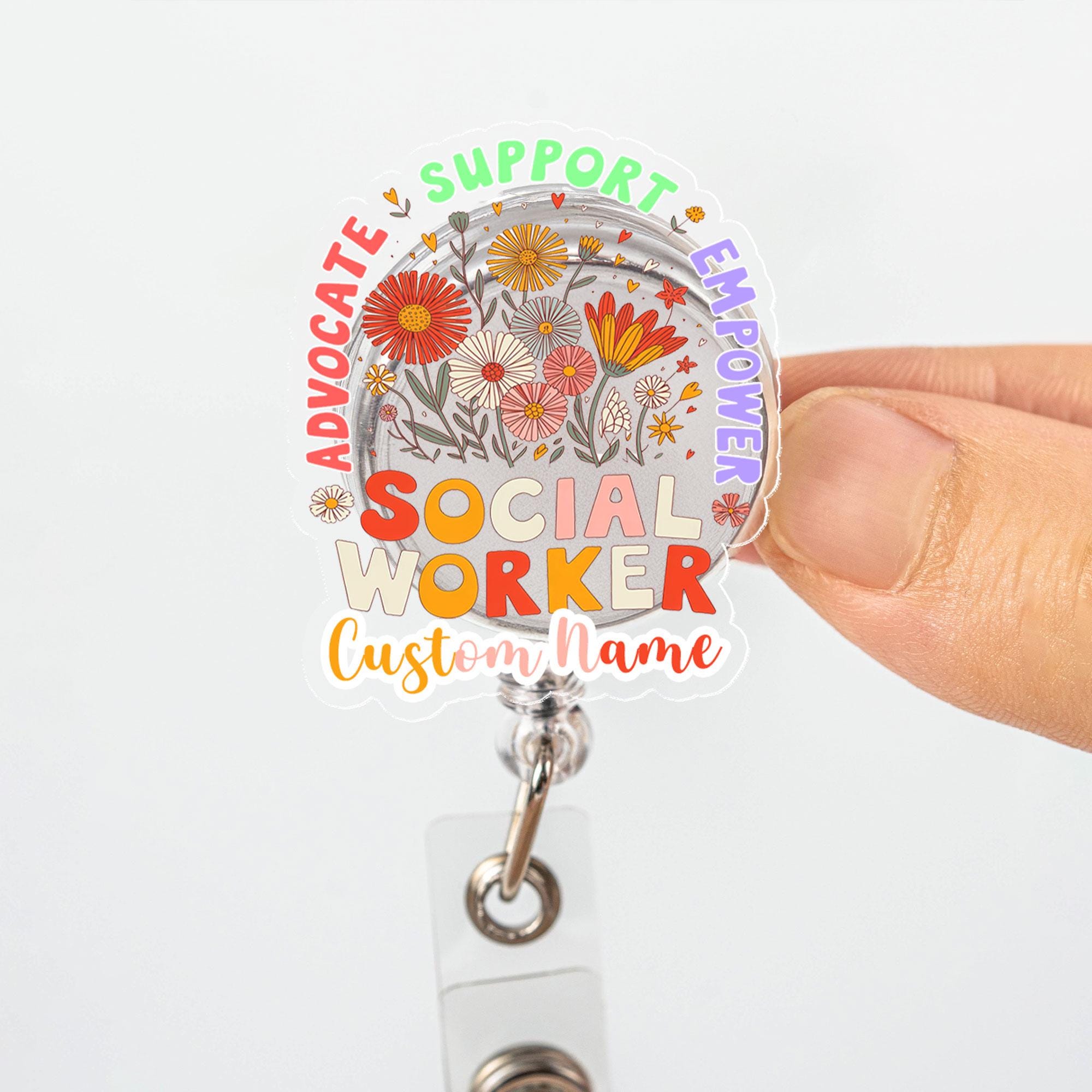 Custom Social Worker Badge Reel, SW Nurse ID Holder, Social Worker Pyschology Lanyard, Custom SW Nurse Badge Reel, Social Work Nurse