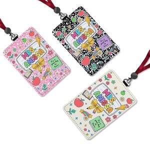Personalized Teacher Back To School Gift, Custom Teacher Leather ID Card Holder, Custom Teacher Lanyard Accessories, Teacher School Supplies