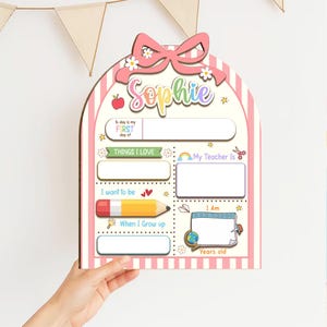 Personalized First Day School Sign, Back to School Sign, Kindergarten 1st Day of School Sign, First Day School Wooden School Board