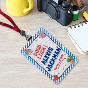 Personalized Teacher Back To School Gift, Custom Teacher Leather ID Card Holder, Custom Teacher Lanyard Accessories, Teacher School Supplies