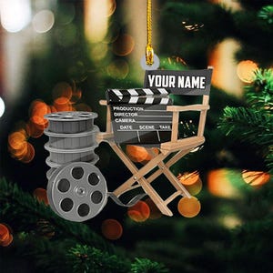 Personalized Film Clapboard Ornament, Movie Clapper Christmas Ornaments, Director Clapboard Christmas, Ornament Movie Clapperboard Theater