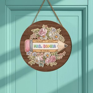 Personalized Teacher Name Door Sign, Teacher Gifts, Teacher Birthday Gift, Classroom Door Hanger, Classroom Welcome Sign, Back To School