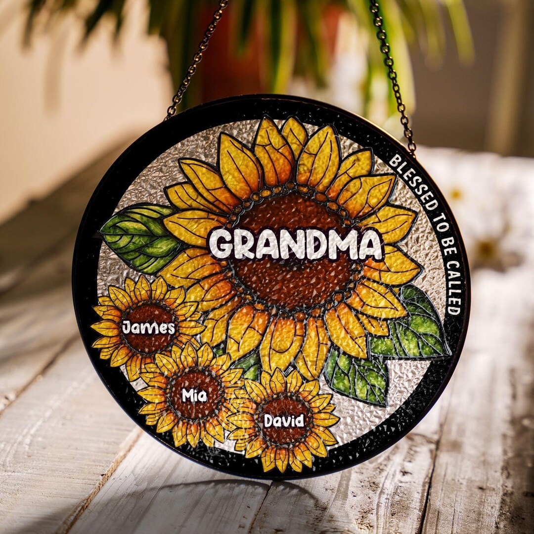 Custom Grandma's Garden Stained Glass, Personalized Love Grows Here ...