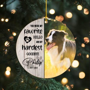 Custom Dog Photo Memory Christmas Ornament, Personalized Memorial Dog Ceramic Ornament, Dog Loss Keepsake, THT