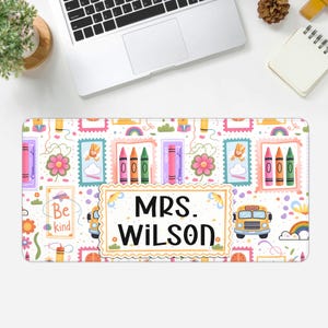 Custom Teacher Name Desk Mat, School things design desk mat, Back To School, Teacher Appreciation Gift, office decoration THT