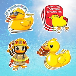 12 Pcs Rubber Duck Sticker, Ducking Offroad Trail Sticker, Gold Duck Stickers, Duck Around Sticker, First Responder Sticker