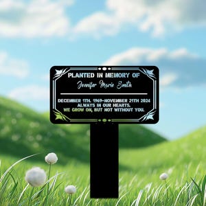 Memorial Tree Plaque with Stake, Personalized Sturdy Metal Garden Marker, Tree Sign, Remembrance Plaque-Multiple Colors, Tree Plaque Marker
