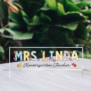 Teacher Gifts Personalized, Teacher Desk Name Plate, Custom Teacher Sign, Teacher Appreciation Gift, Groovy Teacher Name Sign, Teacher Gift