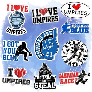10pcs I Love Umpires Sticker, Catcher&#39;s Mask, Helmet Sticker, Umpire Sticker, Baseball Sticker, Softball Sticker, Gift for Athlete, Sport