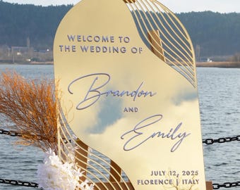 Gold Mirror Acrylic Wedding Welcome Sign, 3D Lettering