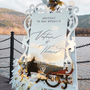 Fall Gold Mirror Wedding Welcome Sign, Acrylic Welcome Sign, Boho Wedding Decor, Wedding Ceremony Entrance Sign, Custom Engagement Signage