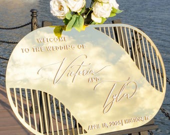 Arch Gold Acrylic Wedding Welcome Sign, 3D Lettering
