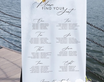 Personalized Acrylic Wedding Seating Chart, Gold Mirror Sign