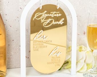 Gold Mirror Acrylic Signature Drink Wedding Bar Sign