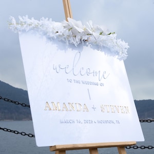 Acrylic Wedding Welcome Sign, Custom White Welcome Sign, Gold Mirror Welcome To Our Wedding Sign, Modern Wedding Decor, 3D Entrance Signage