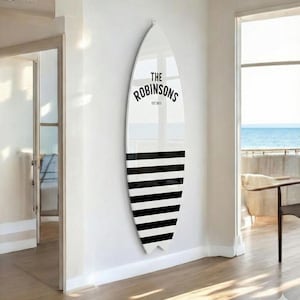 Family Decorative Surfboard Wall Art, Custom Beach House Gifts, Acrylic Coastal Decor