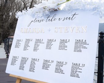 Gepersonaliseerd acryl bord met zitplaatsen voor bruiloft, gouden spiegel, elegant receptiedecor
