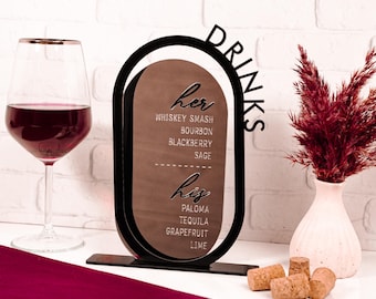 Acrylic Wedding Signature Drink Sign, His and Hers Cocktails