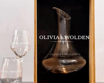 Set di bicchieri e decanter per la famiglia, regalo di inaugurazione della casa, regali di Natale personalizzati in vetro